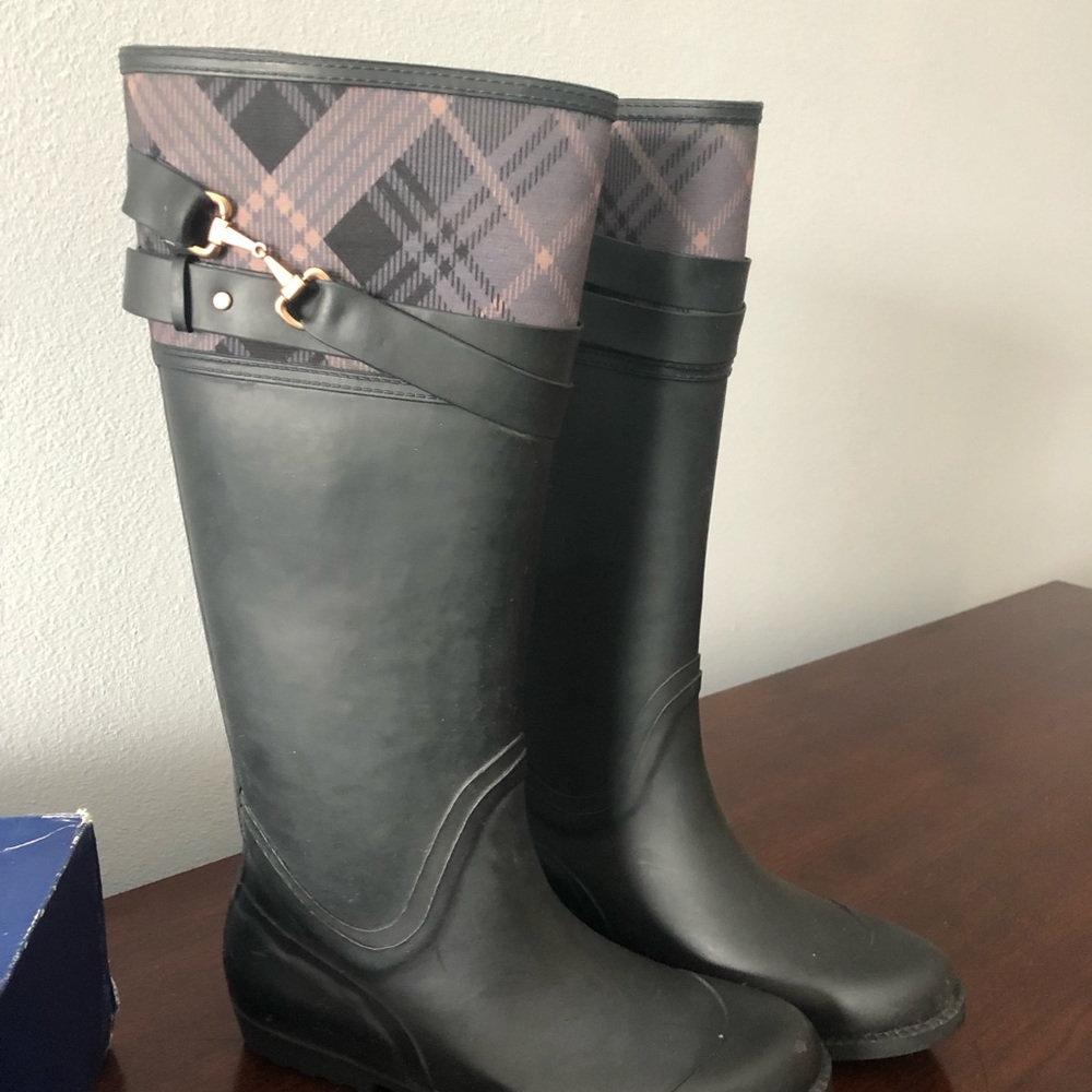 Henry Ferrera Black Rain Boots Size 7 NIB